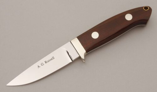 A.G. Russell Loveless Style Caper Finn with Cocobolo Wood Scales handle material - Obverse Side - Item #KLC11387