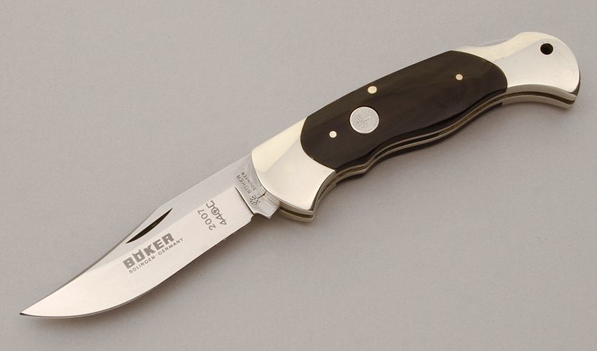Boker Knives Model 2007 Lockback Folder with Buffalo Horn Handle Scales handle material - Obverse Side - Item #KLC11388