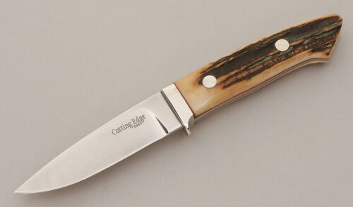 A.G. Russell Cutting Edge Hunter with India Stag Scales handle material - Obverse Side - Item #KLC11407