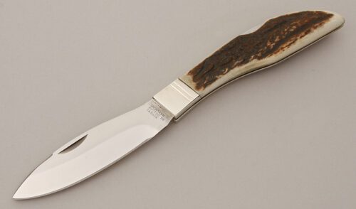 Grohmann Knives Model 300 Lockback Folder with Stag Handle Scales handle material - Obverse Side - Item #KLC11410