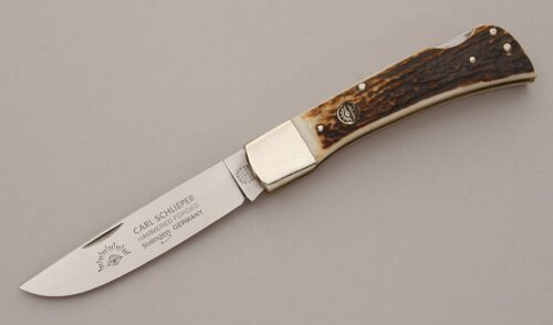 Carl Schlieper Eye Brand 99DSL Lockback Folder with Stag Handle Scales handle material - Obverse Side - Item #KLC11419