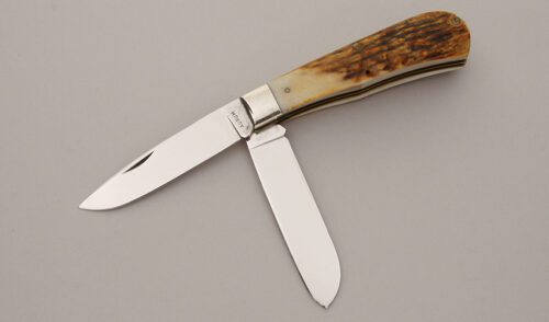 Aurum Knives Trapper with Stag Handle Scales handle material - Obverse Side - Item #KLC11420