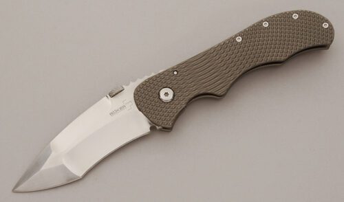 Boker Knives Sal Manaro Framelock Folder with Machined Titanium Frame handle material - Obverse Side - Item #KLC11434