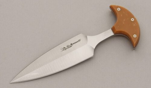 A.G. Russell Shopmade Push Dagger with Mammoth Ivory Scales handle material - Obverse Side - Item #KLC11437