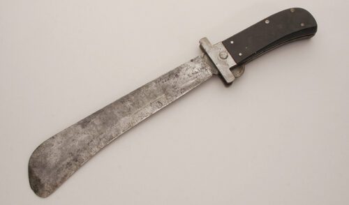 Cattaraugus Cutlery WWII Pilots Survival Machete with Black Bakelite Handles handle material - Obverse Side - Item #KLC11438