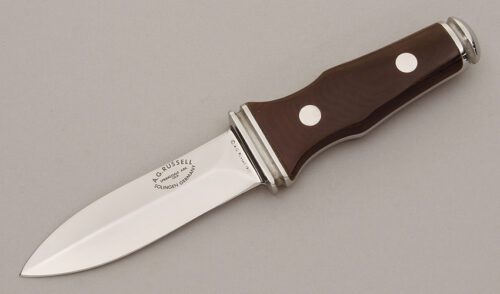 A.G. Russell 1977 Sting with Maroon Micarta Scales handle material - Obverse Side - Item #KLC11441