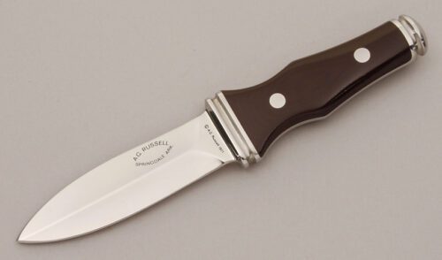 A.G. Russell 1977 Sting with Maroon Micarta Handle Scales handle material - Obverse Side - Item #KLC11447
