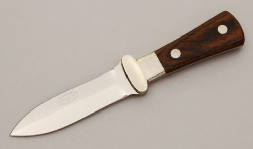 A.G. Russell Japanese Sting with Wood Micarta Handle Scales handle material - Obverse Side - Item #KLC11449
