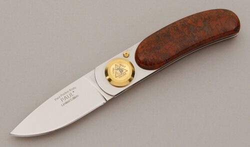 Lone Wolf Knives Pocket Paul Folder with Passion Stone Handle Scales handle material - Obverse Side - Item #KLC11452