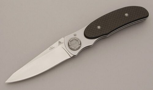 Lone Wolf Knives Paul Protector Axial Lock with 3-D Carbon Fiber Scales handle material - Obverse Side - Item #KLC11455