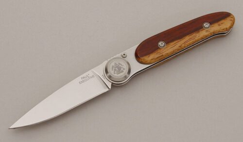 Lone Wolf Knives Paul Executive with Marble Cocobolo Wood Scales handle material - Obverse Side - Item #KLC11456