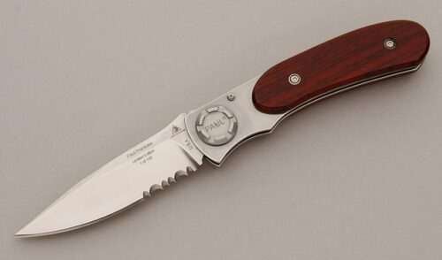 Lone Wolf Knives Paul Prankster Axial Lock with Cocobolo Wood Scales handle material - Obverse Side - Item #KLC11457