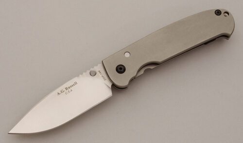 A.G. Russell Acies I Framelock Folder with Titanium Frame handle material - Obverse Side - Item #KLC11468