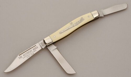 Schrade Cutlery CM-1 Kentucky Rifle Knife with Ivory Delrin Scales handle material - Obverse Side - Item #KLC11472