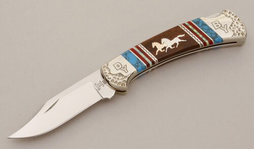 Buck/Yellowhorse 112 Lockback with Nickel Silver Frame handle material - Obverse Side - Item #KLC11478