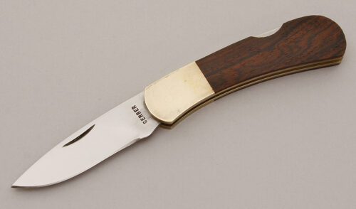 Gerber Knives Lockback with Walnut Wood Scales handle material - Obverse Side - Item #KLC11485
