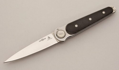 Lone Wolf Knives Defender Axial Lock with Black G-10 Scales handle material - Obverse Side - Item #KLC11489