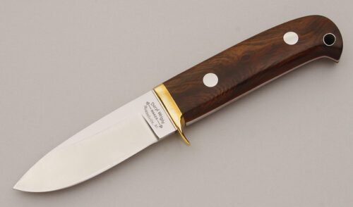 Deryl Wright Drop Point Hunter with Desert Ironwood Handle Scales handle material - Obverse Side - Item #KLC11500