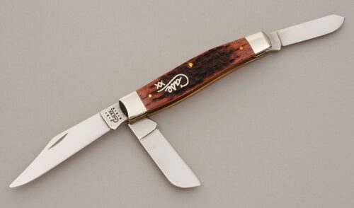 Case Cutlery 6375 Jumbo Stockman with Cranberry Jigged Bone Scales handle material - Obverse Side - Item #KLC11503