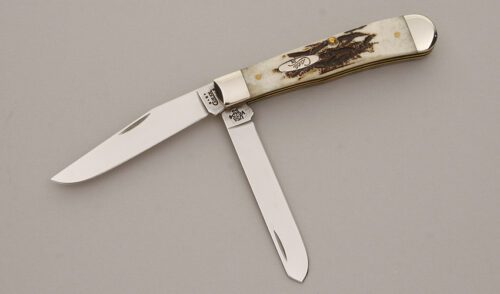 Case Cutlery 6254 Trapper with Bone Stag Scales handle material - Obverse Side - Item #KLC11508