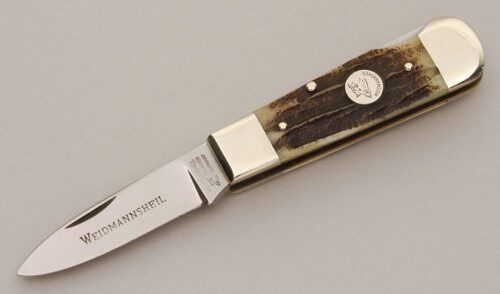 Weidmannsheil Knives Lockback Folder with Bonestag Handle Scales handle material - Obverse Side - Item #KLC11515