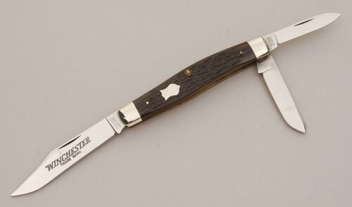 Winchester Knives W15 3907 Whittler with Brown Jigged Bone Scales handle material - Obverse Side - Item #KLC11516
