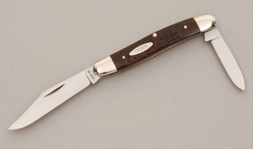 Case Cutlery 06247 Premium Jack with Brown Jigged Bone Scales handle material - Obverse Side - Item #KLC11521