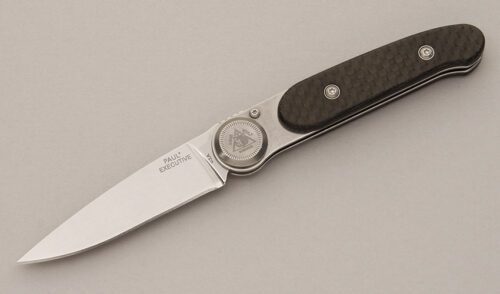 Lone Wolf Knives Paul Executive with 3-D Carbon Fiber Scales handle material - Obverse Side - Item #KLC11526