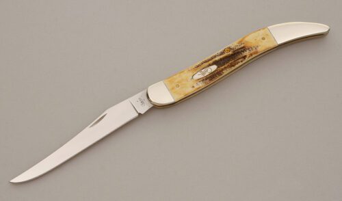 Case Cutlery 6.510098 Texas Toothpick with Stagbone Handle Scales handle material - Obverse Side - Item #KLC11529