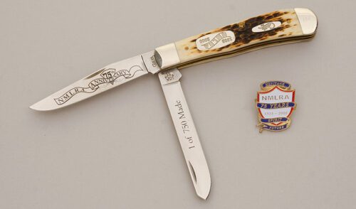 Case Cutlery N.M.L.R.A. Anniv. Trapper with Jigged Bone Scales handle material - Obverse Side - Item #KLC11532