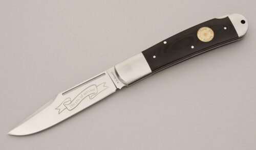 A.G. Russell 2009 Texas Ranger Lockback with Black Rucarta Scales handle material - Obverse Side - Item #KLC11543