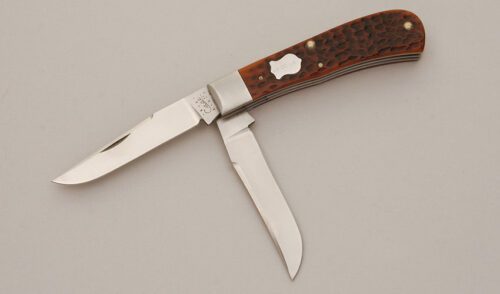 Case Cutlery Tony Bose Millenium Trapper with Jigged Bone Handle Scales handle material - Obverse Side - Item #KLC11545