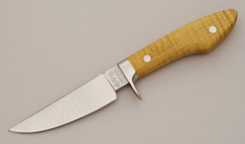 Camillus Cutlery OVB 401 Jerry Fisk Hunter with Fiddleback Maple Wood Handle handle material - Obverse Side - Item #KLC11549