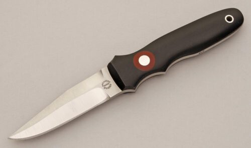Dozier Knives Arkansas Toothpick with Black & Red Micarta Scales handle material - Obverse Side - Item #KLC11553