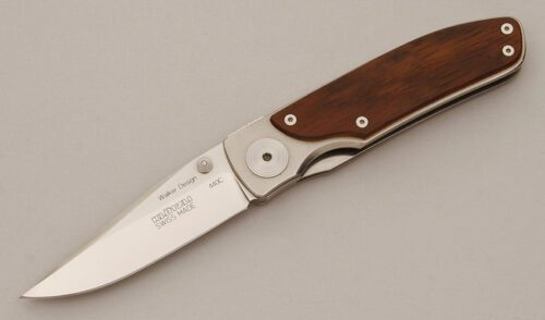 Klotzli Knives Walker Design Linerlock with Titanium Frame handle material - Obverse Side - Item #KLC11561