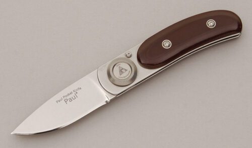 Lone Wolf Knives Paul Pocket Folder with Wine Micarta Scales handle material - Obverse Side - Item #KLC11564