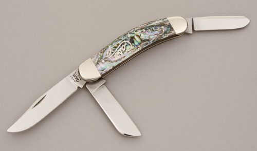 Case Cutlery TB8339 Tony Bose Sowbelly with Abalone Scales handle material - Obverse Side - Item #KLC11573