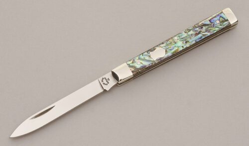 Case Cutlery 8185 Physician's Knife with Abalone Handle Scales handle material - Obverse Side - Item #KLC11574