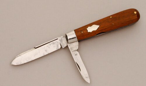 Cattaraugus Cutlery Two Blade Jack with Wood Handle Scales handle material - Obverse Side - Item #KLC11588