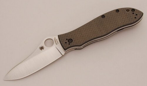 Spyderco Knives Gayle Bradley Linerlock Folder with Textured Carbon Fiber handle material - Obverse Side - Item #KLC11599