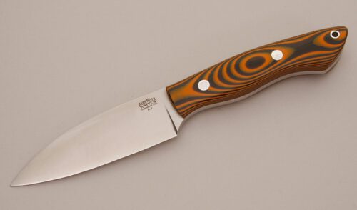 Bark River Knife & Tool Bush Seax with Tiger Stripe G-10 Scales handle material - Obverse Side - Item #KLC11601
