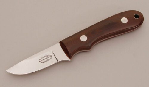 Deryl Wright Small Hunter with Maroon Micarta Handle Scales handle material - Obverse Side - Item #KLC11605