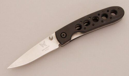 Benchmade Knives 612 Crawford Leopard Cub with Black Aluminum Scales handle material - Obverse Side - Item #KLC11609
