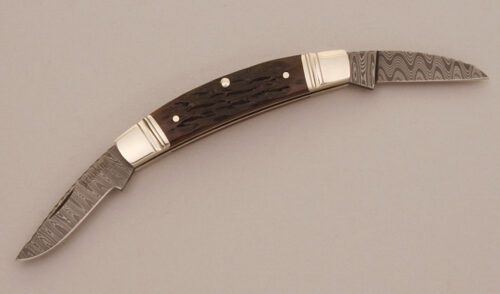 Schrade Cutlery Joe Kious Reverse Congress with Brown Jigged Bone Scales handle material - Obverse Side - Item #KLC11615