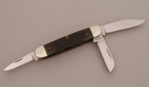 Case Cutlery 1987 NKCA Club Stockman with Green Jigged Bone Scales handle material - Obverse Side - Item #KLC11620