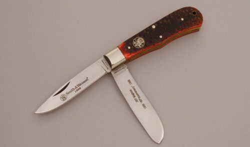 Smith & Wesson Jumbo Trapper with Picked Red Bone Scales handle material - Obverse Side - Item #KLC11626