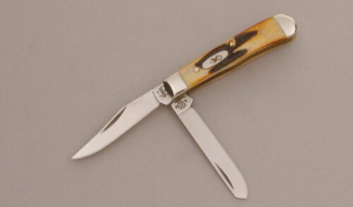 Case Cutlery 6.52154 Tiny Trapper with Bone Stag Handle Scales handle material - Obverse Side - Item #KLC11636