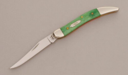 Case Cutlery 610096 Tiny Toothpick with Smooth Red & Green Bone Scales handle material - Obverse Side - Item #KLC11638