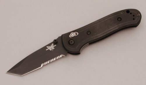 Benchmade Knives 722SBT Pardue Axis Tanto with Black G-10 Scales handle material - Obverse Side - Item #KLC11662