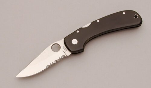 Spyderco Knives C18PS Wayne Goddard Lockback with Black Micarta Handle Scales handle material - Obverse Side - Item #KLC11668
